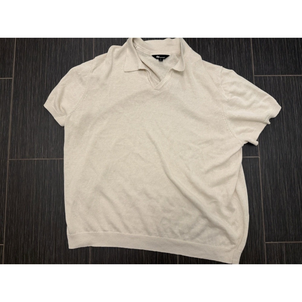 The Commons Mens Linen Organic Cotton Knit Polo Shirt Green NC-MGS-10007 Size L